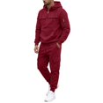thumbnail image 7 of Men's Quarter Zip Cargo Tracksuit Two Piece Outfit Multi Pockets Hoodie and Jogger Pants Drawstring Casual Athletic Set 3XL, 7 of 7