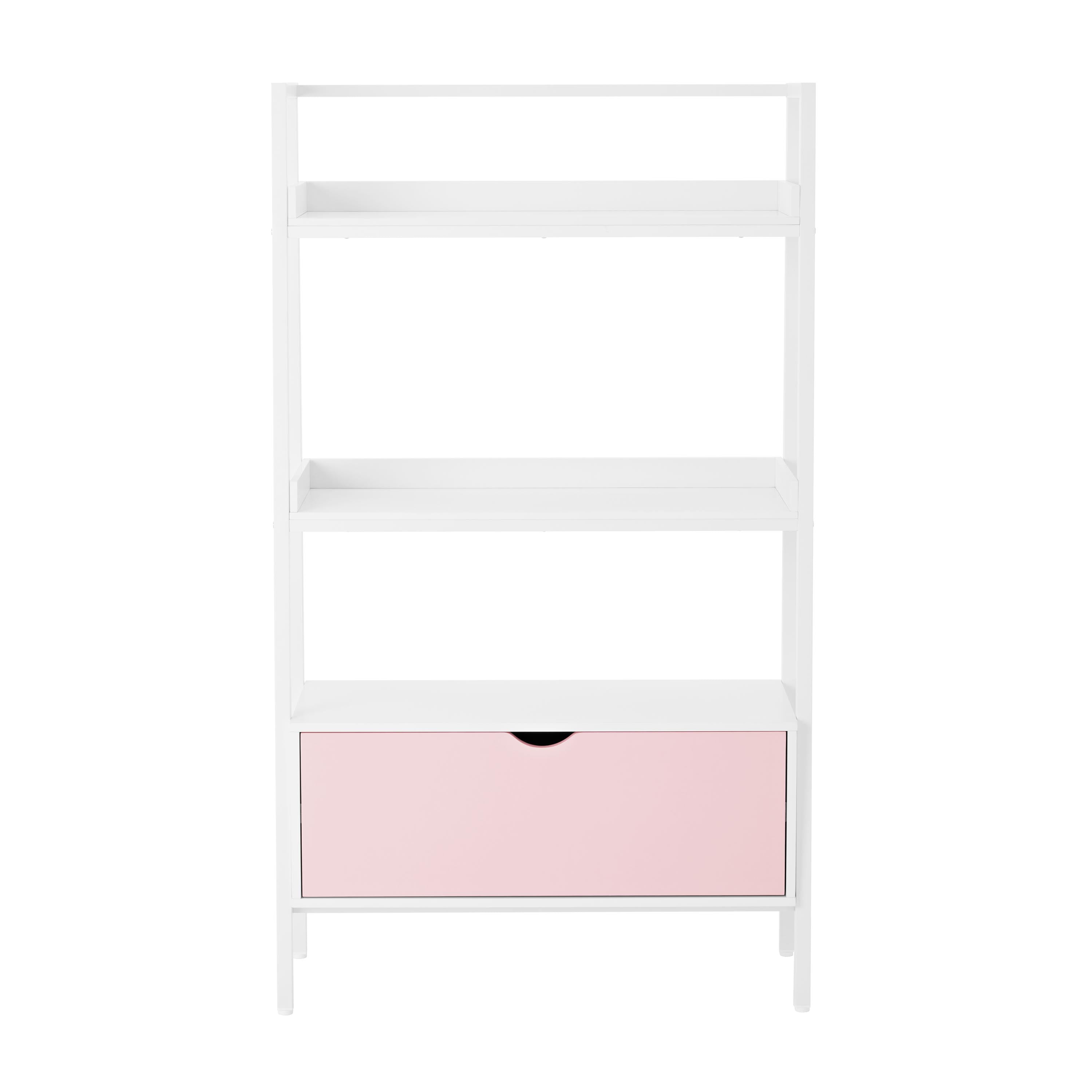 BYO Kids Ladder Bookcase with Drawer, Pink/White