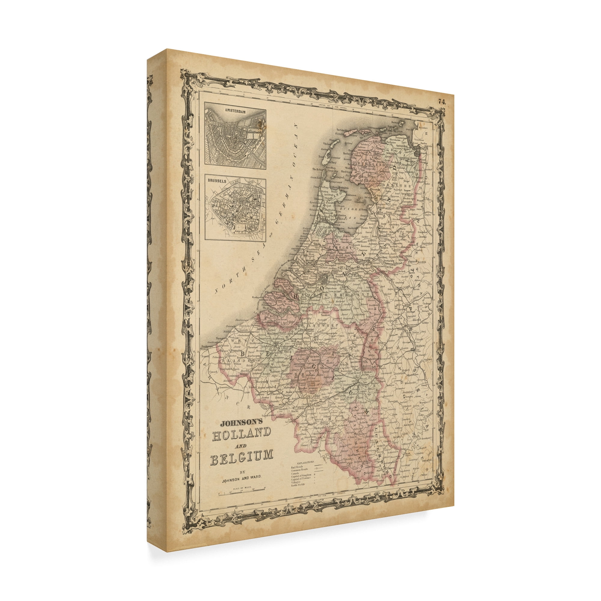 Trademark Fine Art 'Johnsons Map of Holland And Belgium' Canvas Art by Johnson
