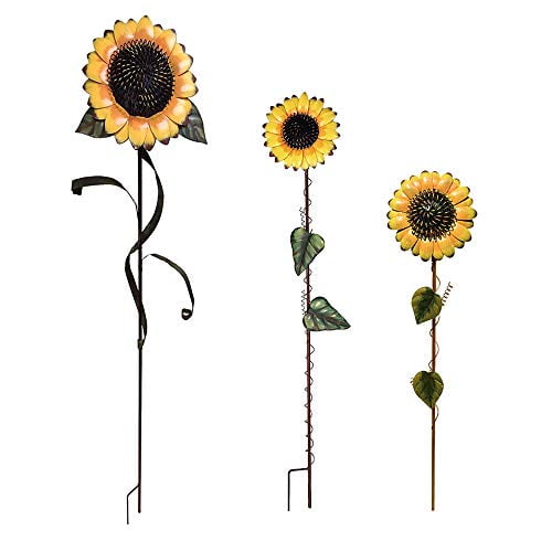 Why Decor Set Of 3 Metal Sunflower Garden Stake Large Flower Patio Lawn Yard Outdoor Decoration 21 Inch 39 48 Com Flower Patio Lawn Yard Stake Decor, Giant Metal Sunflower Garden Stake