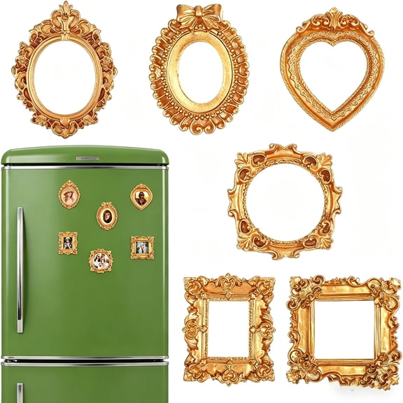 6 PCS Small Gold Picture Frame Tutuviw Vintage Small Antique Resin Picture Frames Oval Rectangle Wall Hanging Display Table Frame for Christmas DIY Photo Holiday Party Decoration