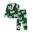 thumbnail image 1 of Fotbe Ho Ho Ho A Conjunto de Pijama de Manga Larga para Mujer con Estampado, Ropa de Dormir de 2 Piezas, Conjunto de Casa Suave y Cómodo con Bolsillos-X-Large, 1 of 7