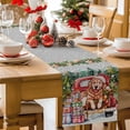 thumbnail image 5 of Burlap Table Runner 60 Inches Long,Xmas Winter Dog Farm Truck Non-Slip Kitchen Table Runners for Dining Room Everyday Use Party Table Decorations Christmas Tree Green Red Grey, 5 of 9