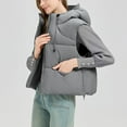 thumbnail image 4 of Htigea Puffer Vest for Women Solid Sleeveless Hooded Jackets with Pockets Warm Fall Winter Vests Coat Gray L, 4 of 9