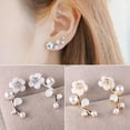 thumbnail image 3 of Ayyufe 1 Pair Women Flower Pearl Rhinestone Earrings Ear Studs for Party, 3 of 7