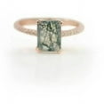 thumbnail image 4 of Moss Agate Ring Emerald Cut Gold Silver Stacking Ring Promise Anniversary Ring for Women Christmas Gift, 4 of 4