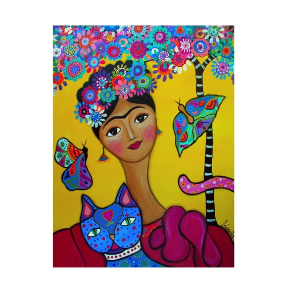 Trademark Fine Art 'Brigit's Frida And Her Cat' Canvas Art by Prisarts
