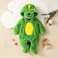 thumbnail image 2 of OJSFQUFP Baby Dinosaur Toddler Fuzzy Plush Hooded Zipper Jumpsuit Infant Cosplay Romper for Halloween Party, 2 of 6