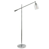 Elegant Designs Pivot Arm Floor Lamp with Glass Shade, Chrome