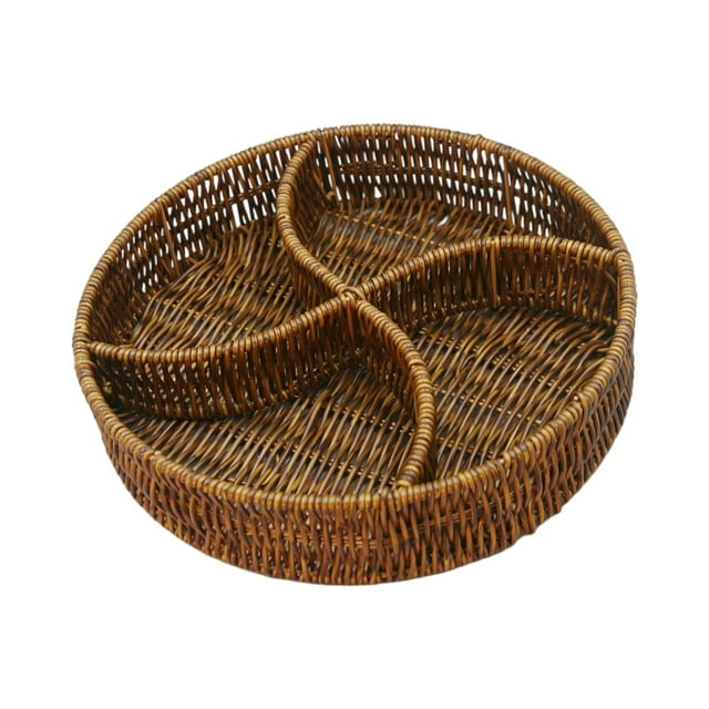 veasfak Handmade Storage Baskets Decorative for Vegetables Dining Coffee Table Hotel round