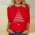 thumbnail image 2 of JURANMO Fall Savings Christmas 3/4 Sleeve Shirts for Women Funny Xmas Trees Graphic Tees Trendy Tops Fall Casual Crewneck Workout Tunic Blouse Red L, 2 of 5