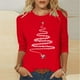 thumbnail image 2 of Awdenio - Blusas de manga larga para mujer, liquidación, moda juvenil, estampado navideño, camiseta holgada, mangas 3/4, blusa, cuello redondo, blusas casuales, 2 of 4