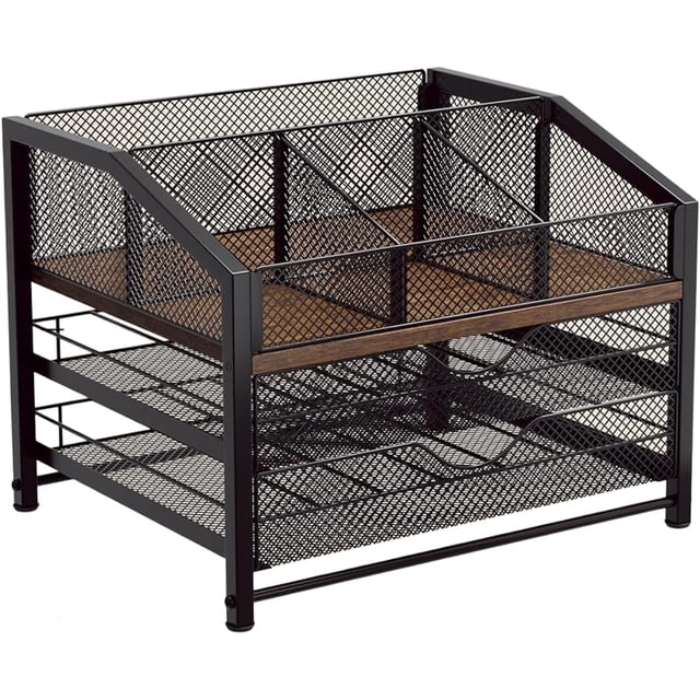Soporte para cápsulas de café para encimera, estante de exhibición de contenedores de 3 niveles, organizador de barra de café, para cajón, encimera, gabinete, pared, , hogar, cocina, bar