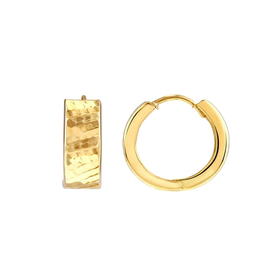 10k Yellow Gold Sparkle-Cut Basket Weave Round Hoop Earrings Hoop Earring for Women