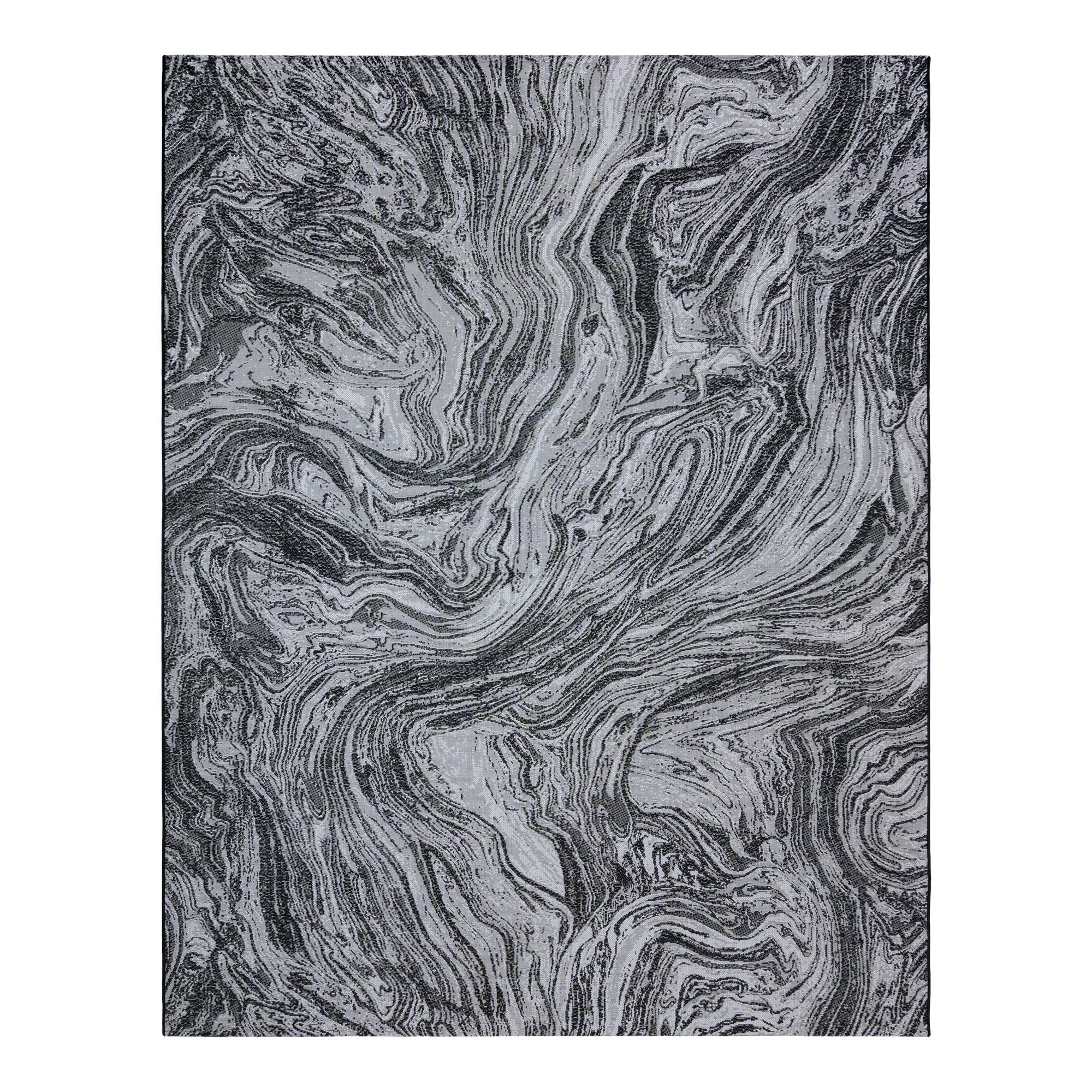Paseo 9' x 13' Black and Gray Abstract Outdoor Rug
