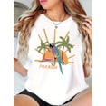 thumbnail image 1 of [1pc Parrot Print T-Shirt] 1pc Women'S Casual Parrot Print T-Shirt, Round Neck Short Sleeve Polyester Knit Tee, Stretchy Comfortable Summer Top for All Seasons, 1 of 8