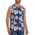 thumbnail image 2 of Bingfone White Leaves Pattern Men's Tank Tops Workout Sleeveless Tee Shirts Running Beach Tanks for Men-Large, 2 of 7
