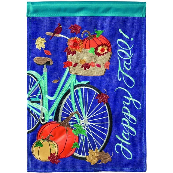 Happy Fall Bicycle Nighttime Chill 13 x 18 Small Harvest House Flag