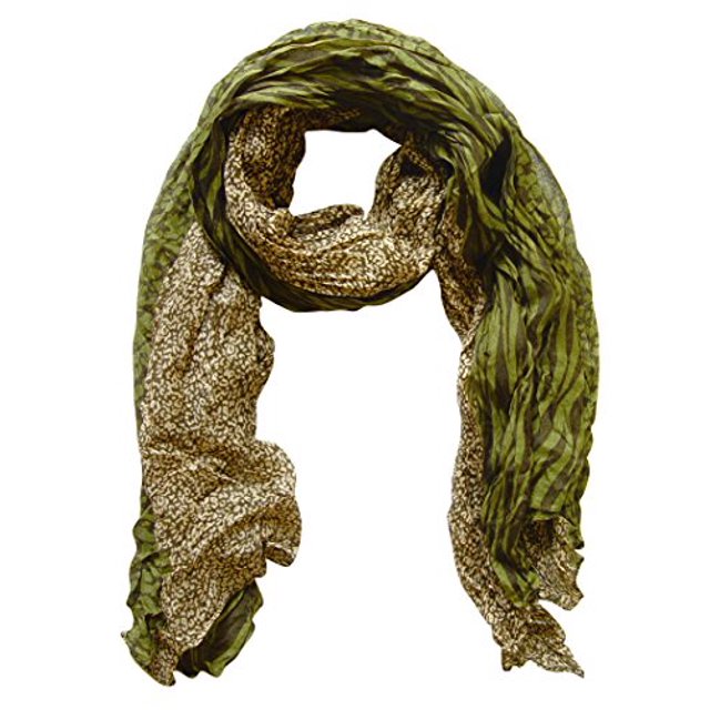 Peach Couture All Seasons Retro Zebra and Leopard Mix Animal Print Crinkle Beautiful Scarf wrap