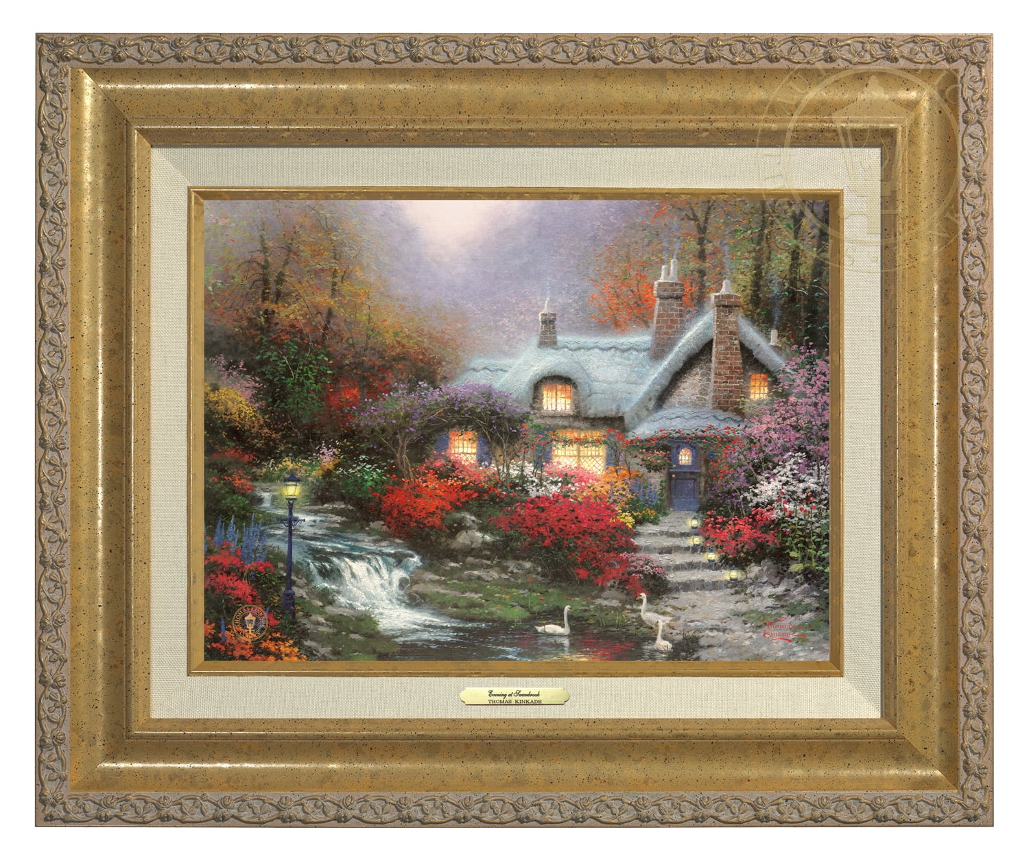 Thomas Kinkade Evening at Swanbrooke Cottage Canvas Classic (Gold