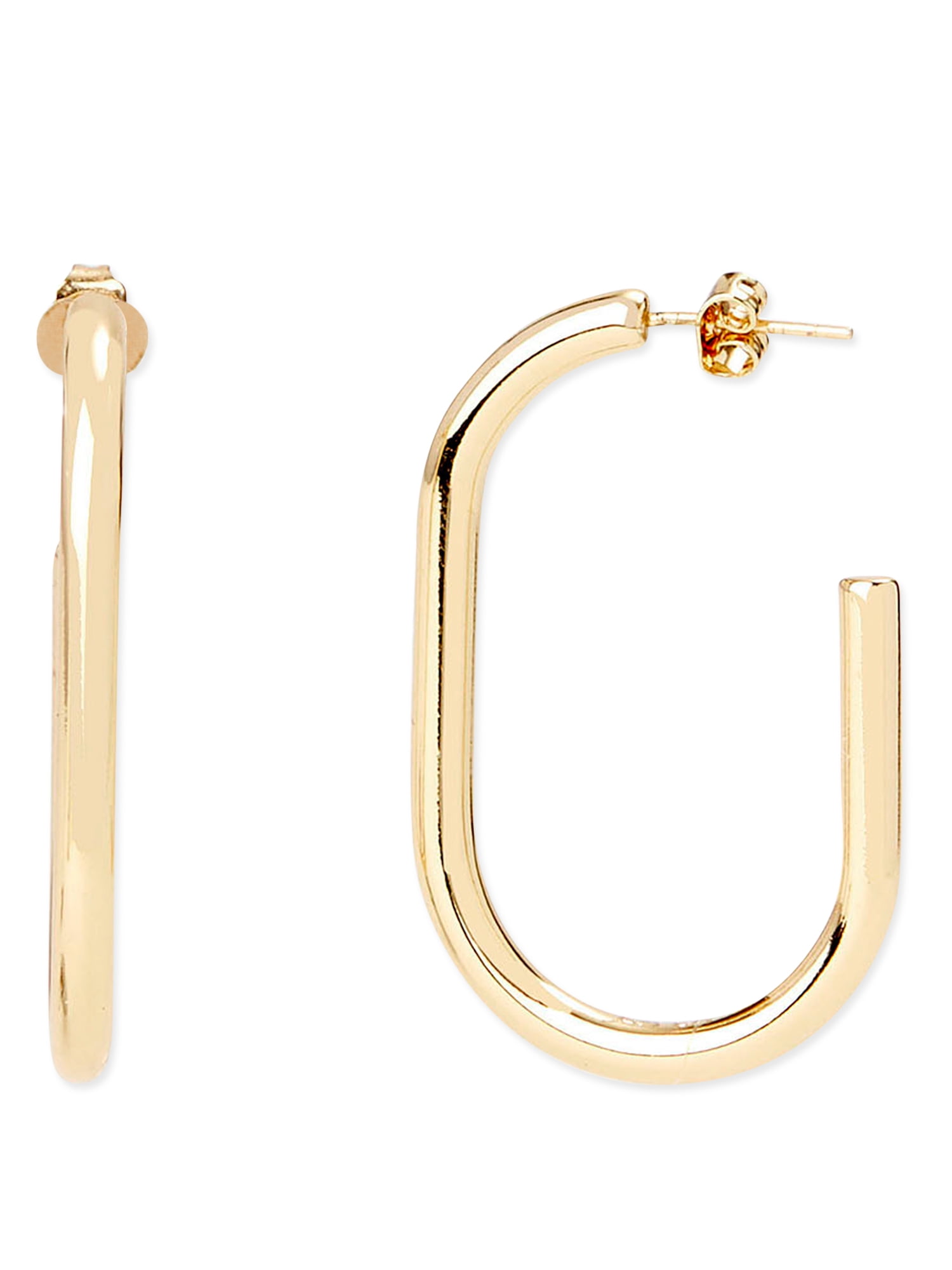 Gold Plated Oval Hoop Earrings