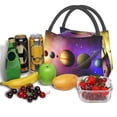 thumbnail image 3 of Yiaed Planets And Stars Print Lunch box lunch bag Portable Insulated Lunch Box for Women Men Cooler Tote Bag with Front Pocket for Work Picnic Travel, 3 of 6