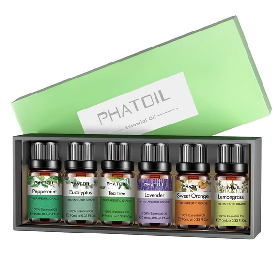 PHATOIL 6pcs Essential Oils Set for Diffusers Humidifier 100% Pure,for Massage Bath Sleep (10ml)