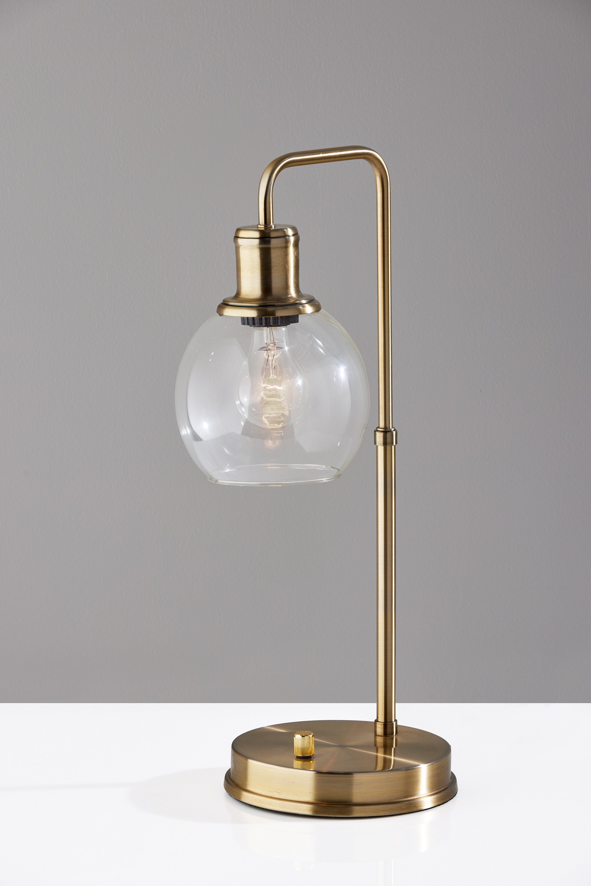 Better Homes & Gardens Gold Desk Lamp with a Glass Shade & AC Outlet ...