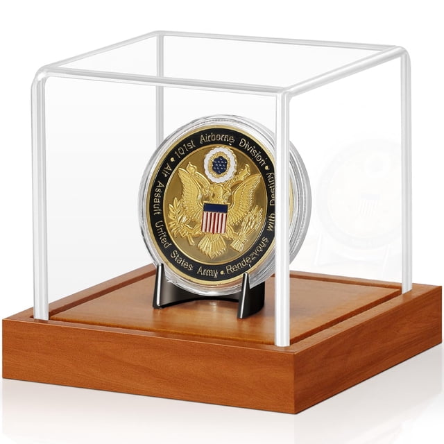 Estuche para Monedas JupDec con Base de Madera Acrílica 8 cm