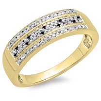 Dazzlingrock Collection 0.15 Carat (ctw) 14K Black & White Diamond Men's Micro Pave Anniversary Band Ring, Yellow Gold, Size 10.5