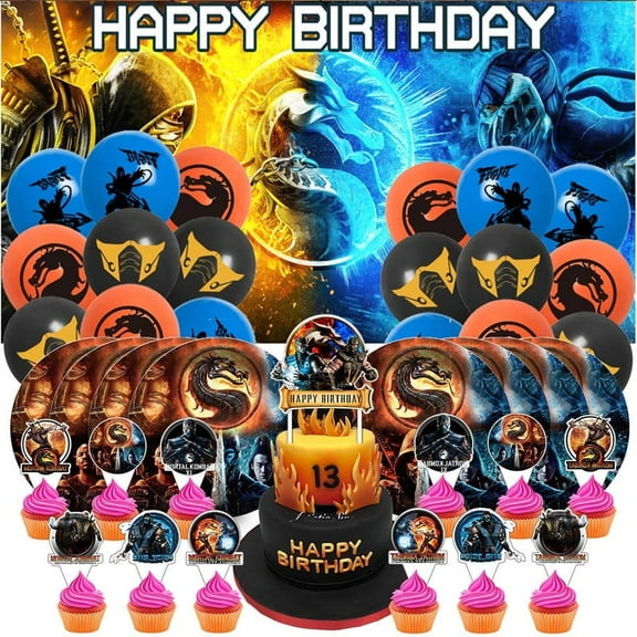 Mortal Kombat Party Supplies Birthday Balloons Plates Decoration Cake Topper Decor Tableware Banner Backdrop