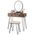 thumbnail image 1 of Giantex Vanity Table Set, Makeup Dressing Table w/3-Color Touch Screen Dimming Mirror, Additional Storage Organizer, Brown, 1 of 8