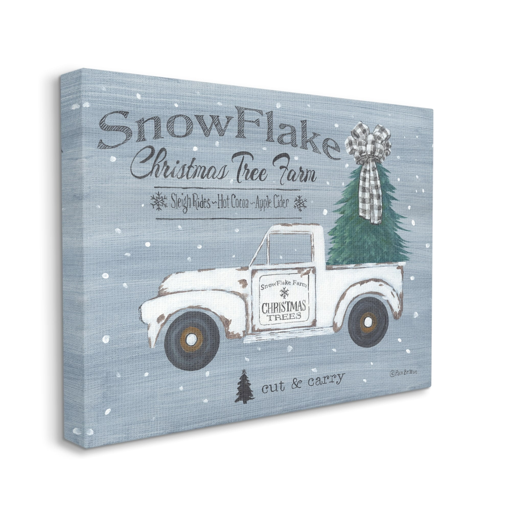 Christmas Tree Farm Rustic Weathered Truck Sign Inspirational Graphic Art Gallery-Wrapped Canvas Print Wall Art