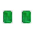 thumbnail image 3 of 2 Ct Emerald Cut Studs Green Emerald 14K White Solid Solid Gold Everyday Dainty Earrings Screw Back, 3 of 7