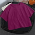 thumbnail image 5 of Baberdicy Short Sleeve Tee, Women's T-Shirt Women's Round Neck Summer Solid Color Short T Shirt, Deep Purple, S, 5 of 5