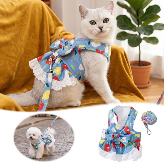 Miaoju Cat Harness and Leash Set Escape Proof Comfortable Lightweight Adjustable Strap for Walking, Travel, Puppy