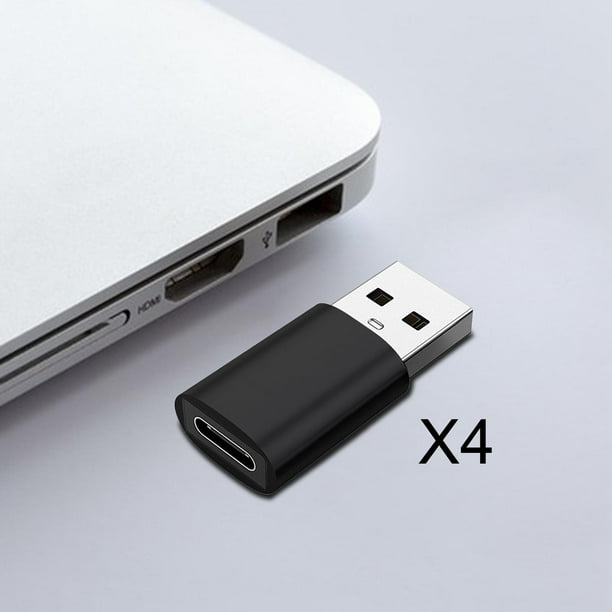 Adaptadores hembra USB 3.0 a tipo C Hugo 4 Uds. Soporte de carga rápida Negro