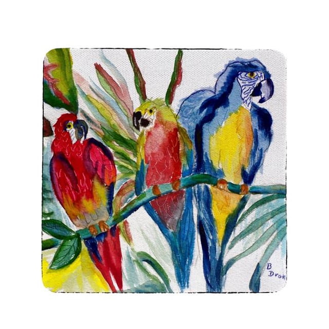 Betsy Drake CT217 Perroquet Famille Sous-Verre - Lot de 4