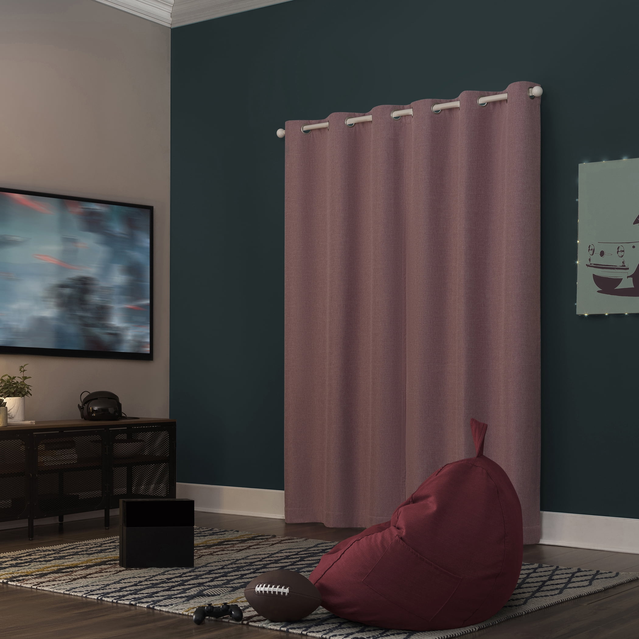 Sun Zero Miles 100% Blackout Grommet Single Curtain Panel in Pink, 40" x 96" in Pink