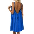 thumbnail image 4 of Bysome Women Dress Solid Color Sleeveless Crew Neck Open Back Dresses Summer Cozy Soft Women Dresses Size L Blue, 4 of 8