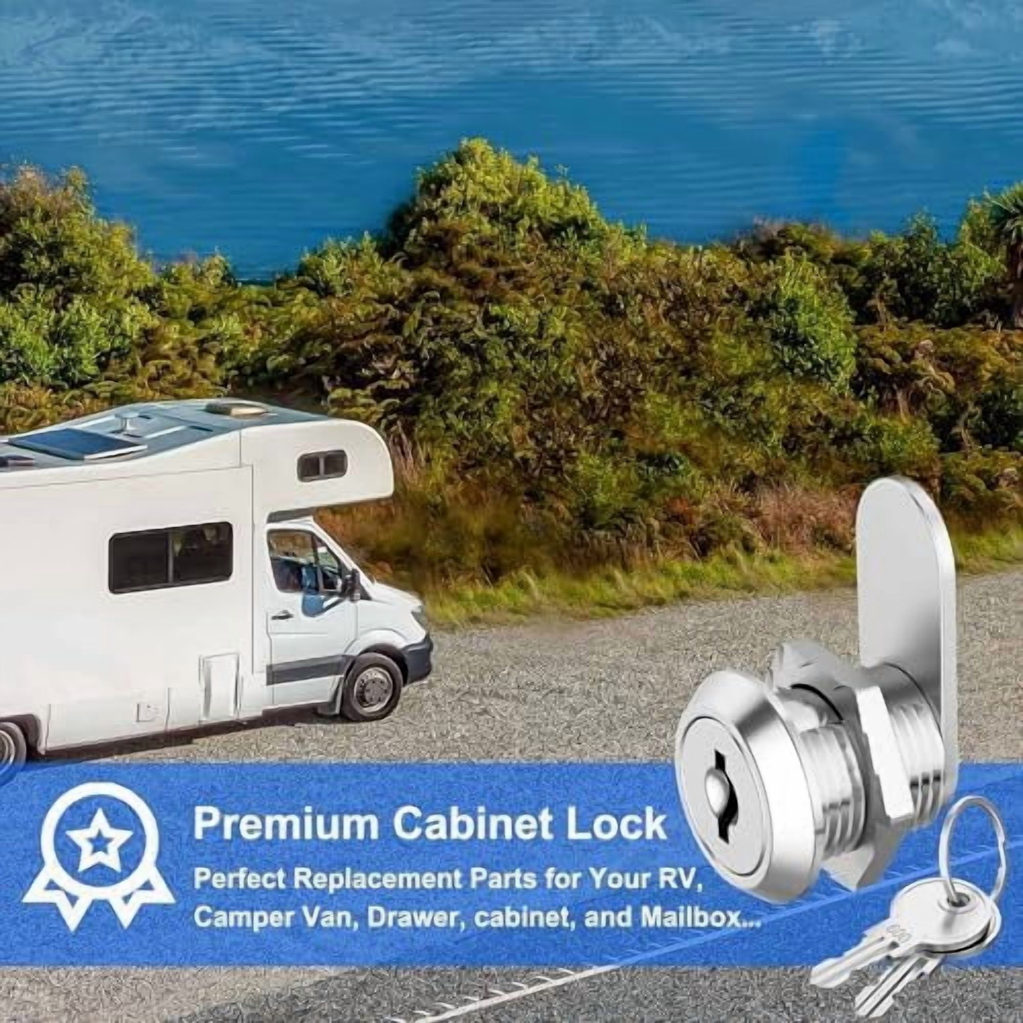 5 Pack Cabinet Locks Keyed Alike, 5/8" Cabinet Locks with Keys, Rv Cam Lock for Storage Door Rv Compartment Lock Secure File Drawer Mailbox Toolbox, Zinc Alloy