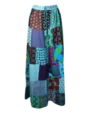 Mogul Women Boho Patchwork Skirt Freespirit Handmade Cotton Summer Beach Long Skirts S/M