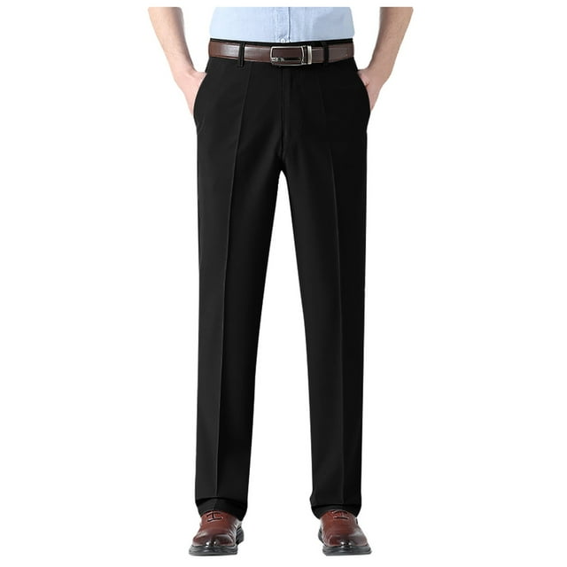 SHIXIAOO Pantalon Habillé à Plis devant Coupe Classique pour Hommes Mynx avec Ceinture Extensible Dissimulée
