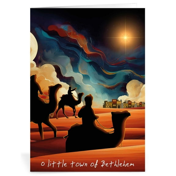 Religious Christmas Cards - Kings, pack of 20, 5x7in, Printed in England, with Envelopes and Bible Verse Inside, by Just Cards Direct