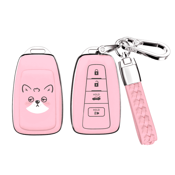 Soopcase for Toyota Key Fob Cover,Soft TPU Case with Keychain Compatible with 2016-2024 RAV4 Camry Avalon Corolla Highlander C-HR Prius Corolla GT86 (Pink,4 Buttons)