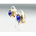 thumbnail image 2 of Clip on 1/2" gold, blue & purple multi colored square stone earrings, 2 of 3