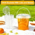 thumbnail image 3 of Mini Plastic Disposable Drink Buckets – with Lids & Straws, Small Drink Containers for Holiday Party, 3 of 7