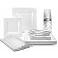 thumbnail image 2 of " OCCASIONS " 960pcs set (120 Guests)-Heavyweight Wedding Party Disposable Plastic Plate Set -120 x 9.5'' + 120 x 6.5'' + Silverware + Cups+Napkins (Square White, Silver Silverware), 2 of 4