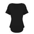 thumbnail image 7 of Women's Solid V Neck Buttoned Casual Short Sleeve T Shirt Top Fashion Front Medium Sleeve Womens Short Sleeved Athletic Tops Womens Top Extra Long Womens Foil Top Shirts Women Casual Womens Neck Long, 7 of 7