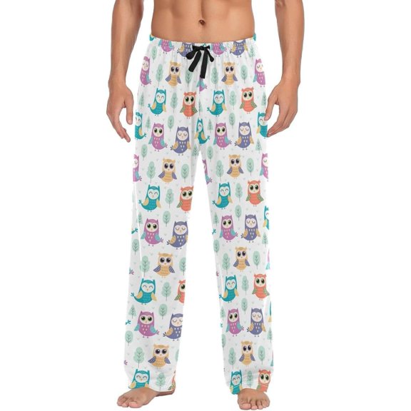 GZHJMY Owl Pajama Pants for Men, Lounge Pants Lightweight Men Pajama Bottoms with Drawstring Pockets, Christmas New Year Birthday Gifts, XX-Large